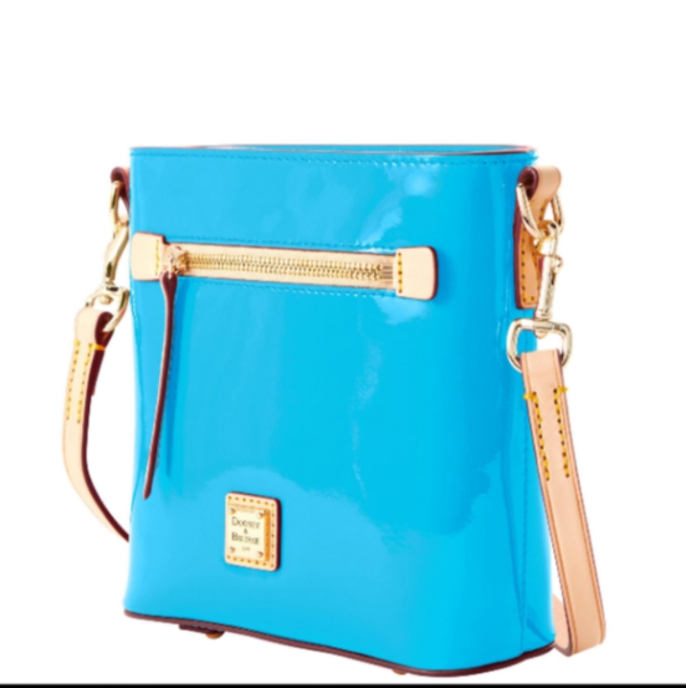 Dooney & Bourke Women's Patent Leather Small Zip Crossbody Sky Blue
